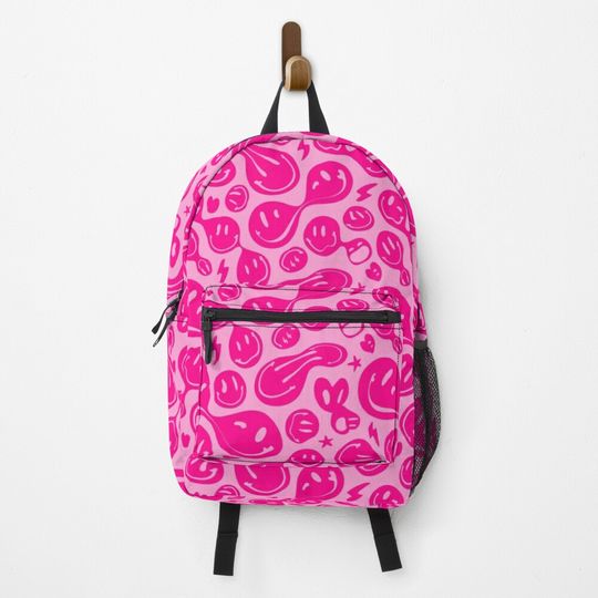 preppy aesthetic hot pink smiley back to school Backpack