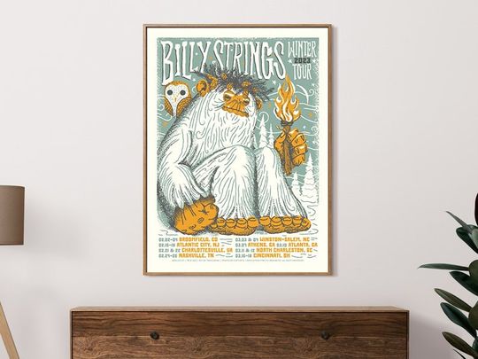 Billy Strings Winter Tour 23 Furturtle Poster, Vintage Poster