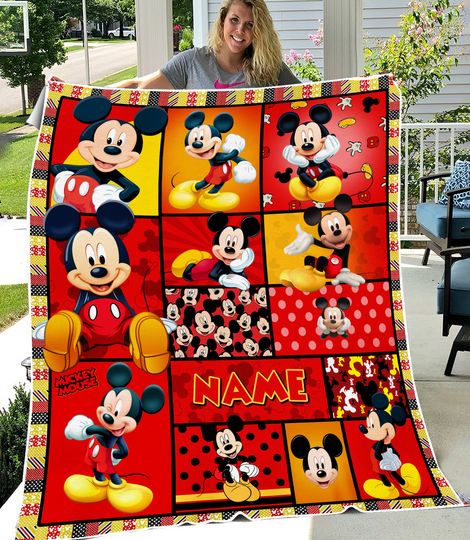 Personalized Mickey Mouse Fleece Blanket