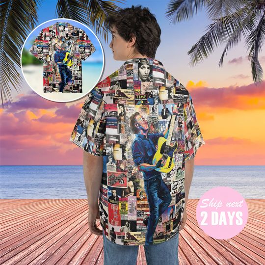 Bruce Springsteen Hawaiian Shirt, Soft Hawaii Shirts, 3D Hawaiian Aloha Shirt, Summer Beach Shirt