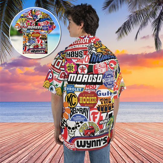 Racing Car Labeling Hawaiian Shirt, Soft Hawaii Shirts, 3D Hawaiian Aloha Shirt, Summer Beach Shirt