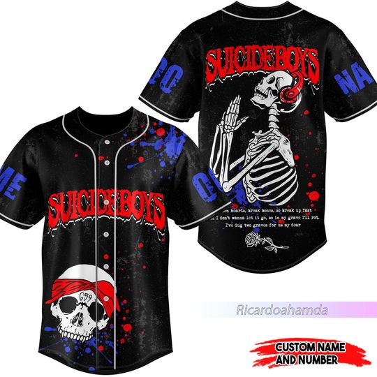 Custom Suicideboy 2023 Tour Baseball Jersey, Suicideboy Grey Day 2023 Tour Shirt