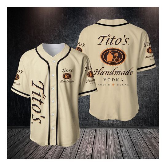 Beige Tito's Baseball Jersey, Titos Jersey Shirt, Tito Handmade Shirt
