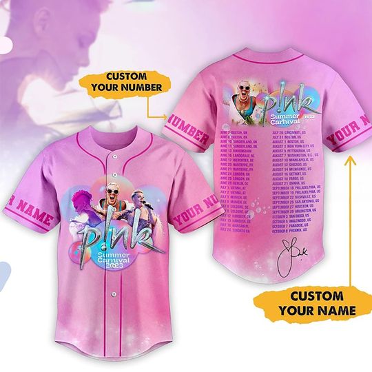 Custom Name Pink Summer Carnival 2023 Tour Pink Baseball Jersey