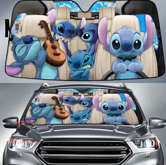 Stitch We Are Never Too Old Car Windshield, Blue Alien Funny Moments Sun Shade