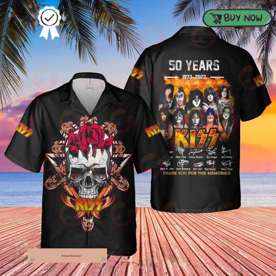 Kiss Band Shirt, Kiss Button Shirt, Kiss Hawaiian Shirt, Summer Beach Shirt