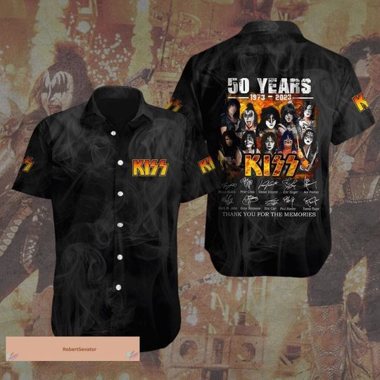 Kiss Band Button Shirt, Kiss Tour Shirt, 50th Anniversary Button Shirt