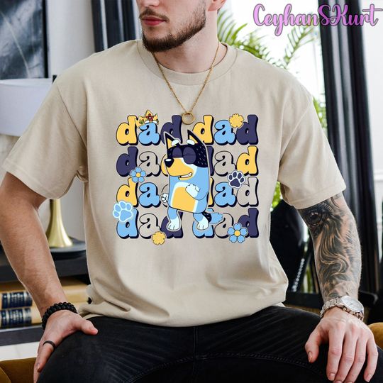 Discover Dad BlueyDad Shirt, Retro BlueyDad Bandit Heeler T-Shirt, BlueyDad Dad Shirt