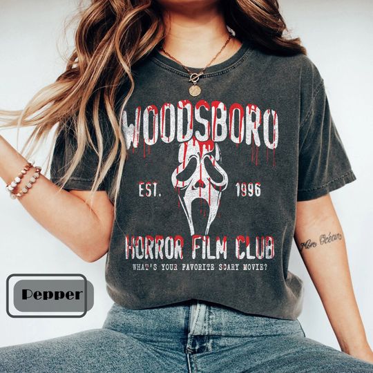 Horror Ghost Face Shirt, Woodsboro Horror Film Club