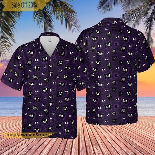 Gengar Shirt, Gengar Hawaiian Shirt, PKM Button Up Shirt