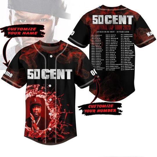 50 Cent The Final Lap Tour 2023 Baseball Jersey