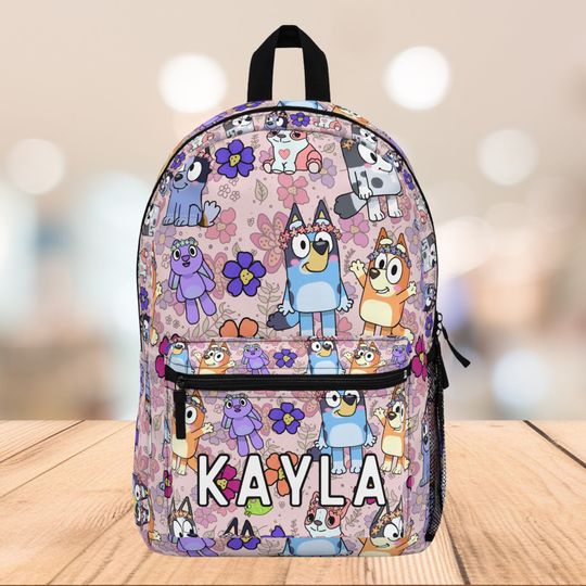 Blue Dog and Bingo Backpack, Personalized BlueyDad Backpack