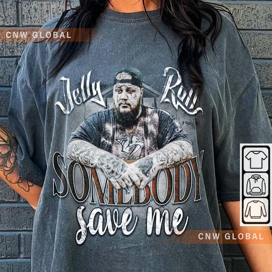 Jelly Roll Music Shirt, Somebody Save Me Cowhide Country Western Concert Vintage 90s