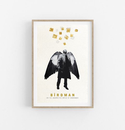 BIRDMAN- movie poster- minimalist print- black and white print- music poster- music print- art print- original poster- bird man poster