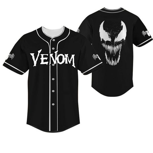 Venom Horror Black White Baseball Jersey Gift Shirt on Halloween
