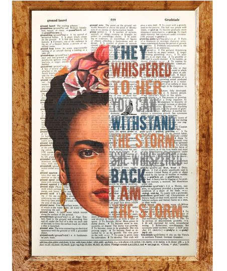 Discover Frida Kalho Quote print,Vintage dictionary art,Wall art,,Kitchen,house art ,Gift,CODE U41