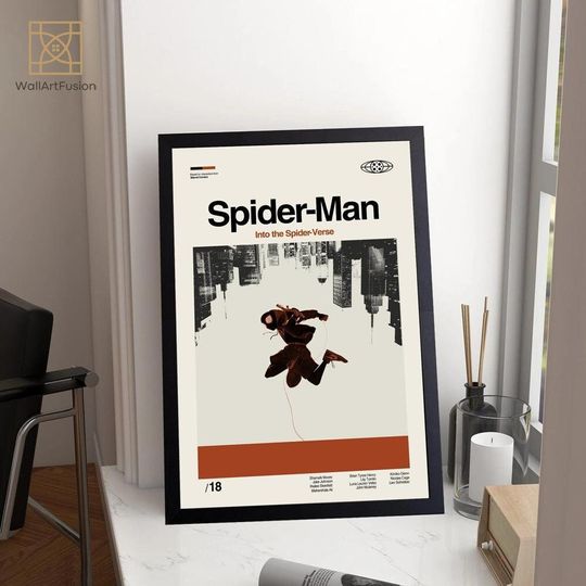 Discover Spider-Man Into the Spider-Verse, Marvel Poster, Minimalist Art, Vintage Poster, Retro Poster, Midcentury Art By Wall Art Fusion
