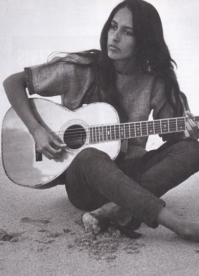 Original Vintage Miniature Poster & Card Frame - Joan Baez, Early 1960s