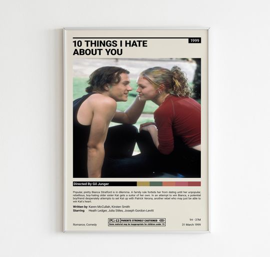 Discover 10 Things I Hate About You Poster | Custom Poster | Vintage Retro Art Print | Minimalist Poster | Wall Art Print | Home decor | Film Poster