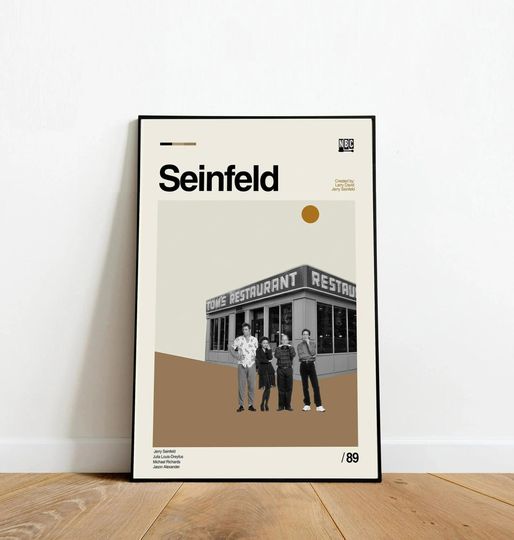 Mid Century Modern Seinfeld Posters, Retro Movie Minimalist Wall Art, Modern Vintage Movie Poster