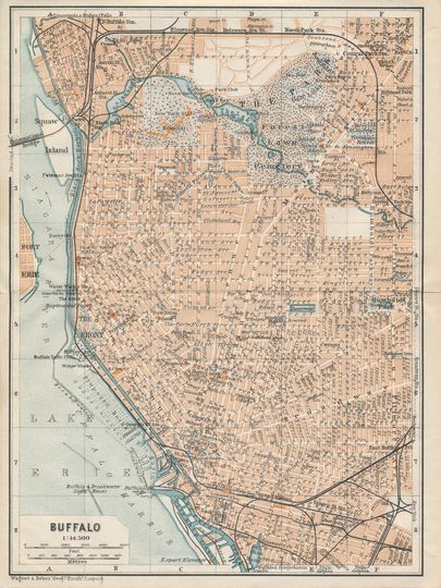 1909 Buffalo New York Antique Map