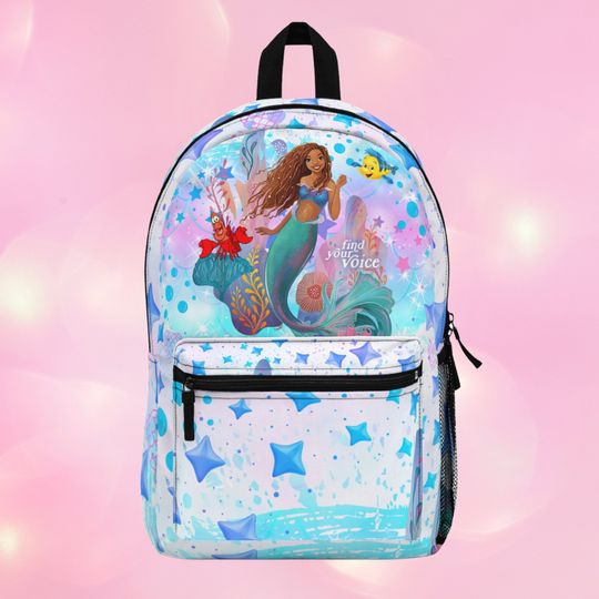 Black little mermaid backpack, black Ariel backpack