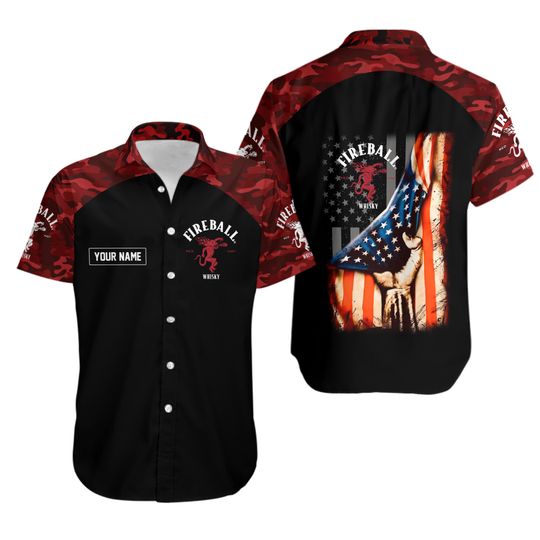 Personalized Basic Camo Fireball Hawaiian Shirt