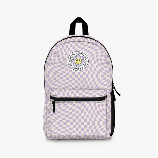 Be Kind - Purple Checkered Backpack