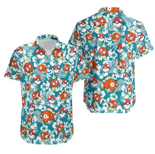 Magikarp PKM Button Up Shirt, Magikarp Hawaiian Shirt