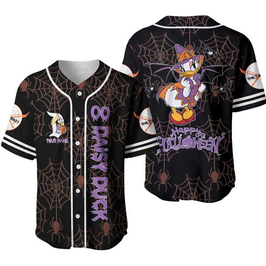 Daisy Duck Black Purple Happy Halloween Disney Baseball Jersey