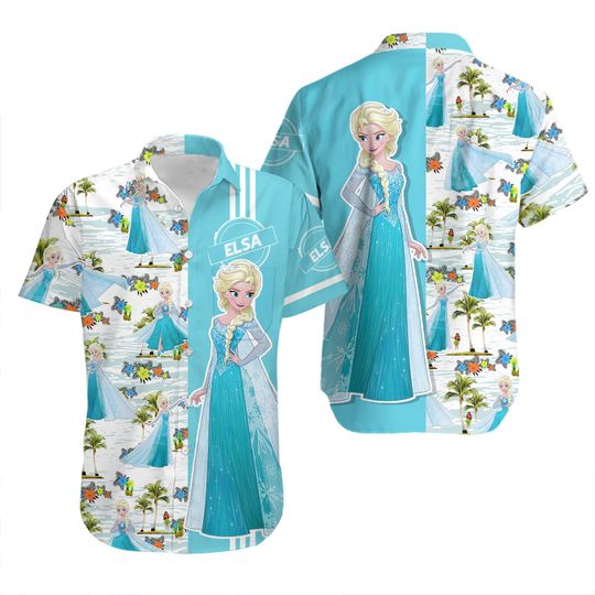 Elsa Frozen Floral Hawaiian Shirt