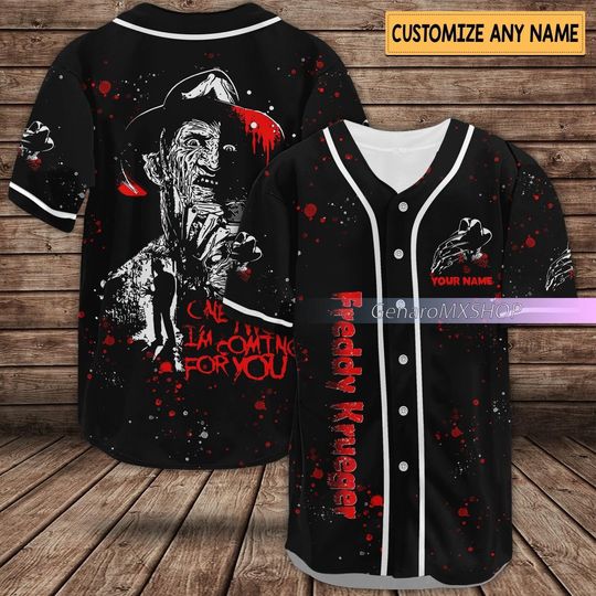 Freddy Krueger Baseball Shirt, Freddy Krueger Jersey, Custom Jersey, Horror Movie Baseball Jersey