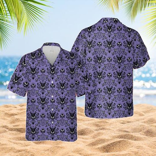 Discover Haunted Mansion Hawaiian Shirt, Horror Mic-key Summer Shirt, Hitchhiking Ghost Aloha