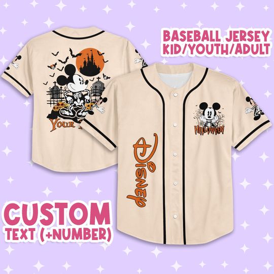 Personalized Halloween Disney Mickey Skeleton, Custom Disney Jersey