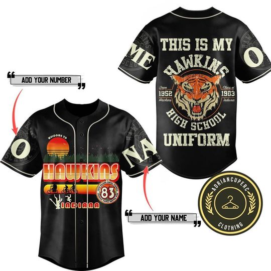 Hawskin Indiana Baseball Jersey, Hawskin Shirt, Stranger Things Baseball