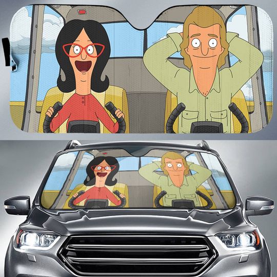 Bob's Burgers Cartoon Auto Sun Shade, Bob Belcher Louise Belcher Driver Car Windshield