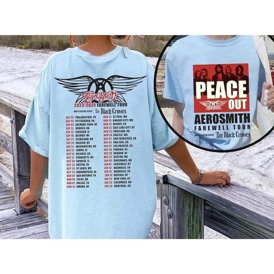 Discover Aerosmith 2023-2024 Peace Out Farewell Tour Band Photo Shirt