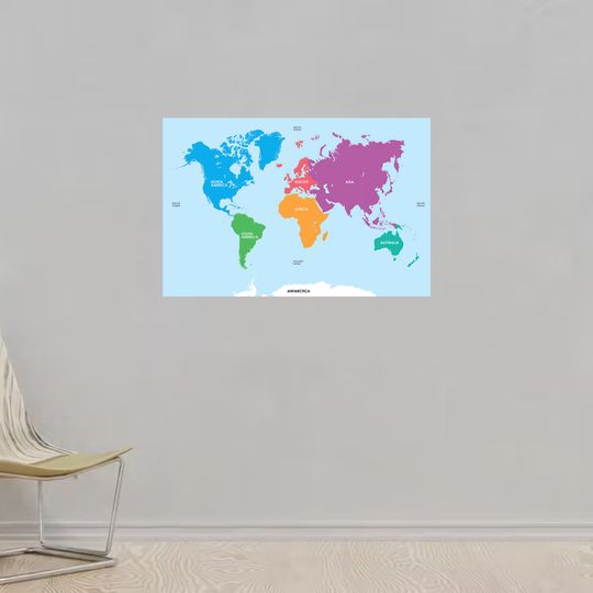 Continents World Map Premium Matte Vertical Poster