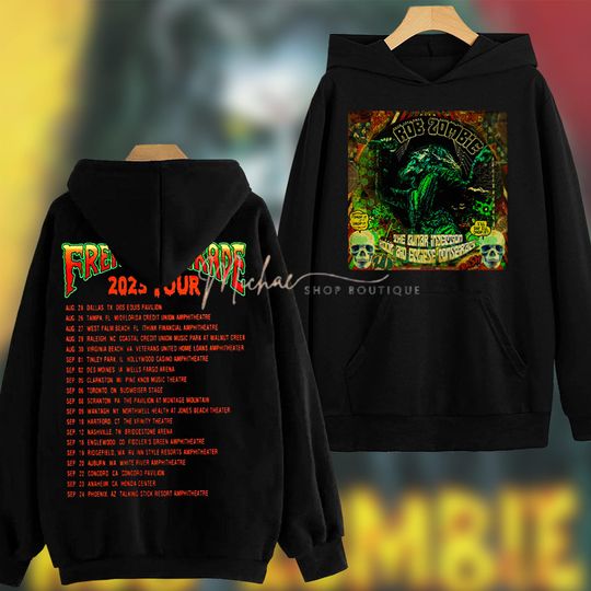 Rob Zombie Alice Cooper Dates Double Side Hoodie Rob Zombie Freaks On Parade Tour 2023