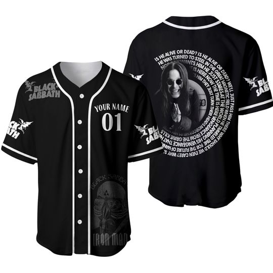 Custom Name & Number Black Sabbath Ozzy Osbourne Baseball Jersey