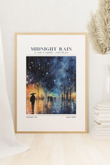 Watercolor Midnight Rain Lyrics TS Midnights Eras Tour Poster