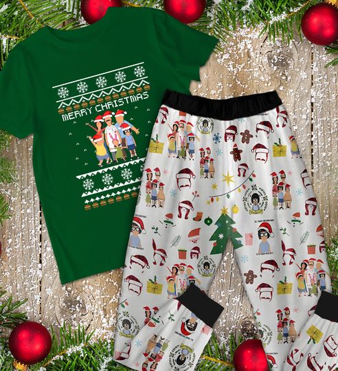 Bobs Burgers Merry Christmas Pajamas Set, Christmas Pajama Set, Holiday Pajamas For Family