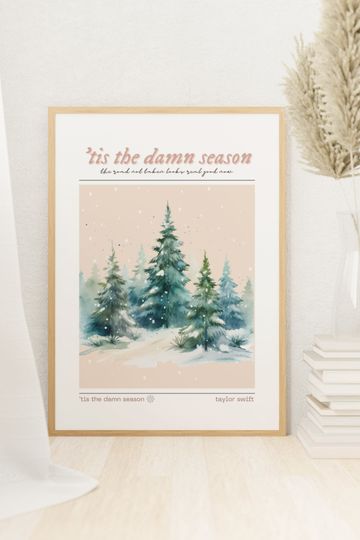 Watercolor 'Tis The Damn Season TS Evermore Eras Tour Poster