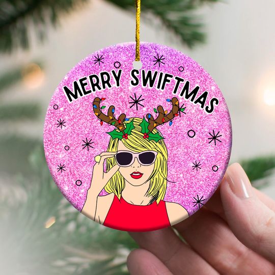 Merry Swiftmas Ceramic Ornament, Christmas Ornament Decor, Eras Tour 2023