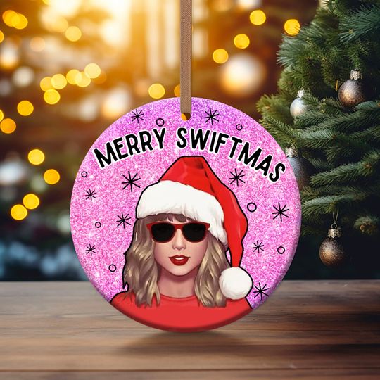 Merry Swiftmas Ceramic Ornament, Christmas Ornament Decor, Eras Tour 2023
