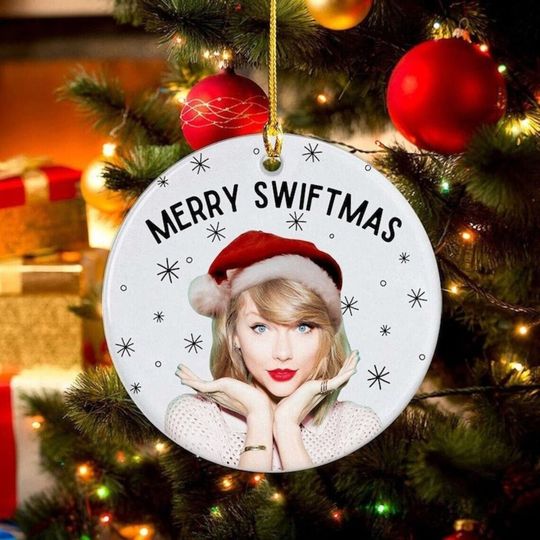 Merry Swiftmas Ceramic Ornament, Christmas Ornament Decor, Eras Tour 2023