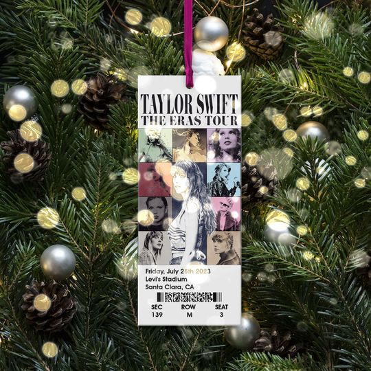 Personalized  Eras Tour Ticket Acrylic Ornament, TS Tour Ornament Xmas 2 Side Print