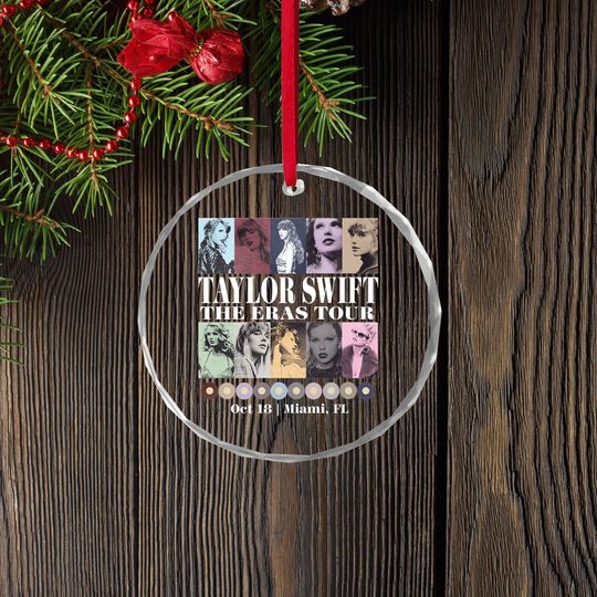 Personalized Swift Eras Tour Glass Ornament, Custom Eras Tour Ornament