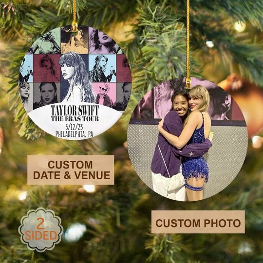 Personalized Eras Tour 2023 Photo Ceramic Ornament, Custom Photo Ornament