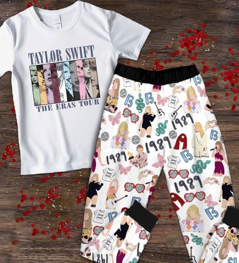 Eras Tour Tayl0r Swjft Pajamas Set, Mjdnights Concert Pajamas Set, Christmas Pajamas Set